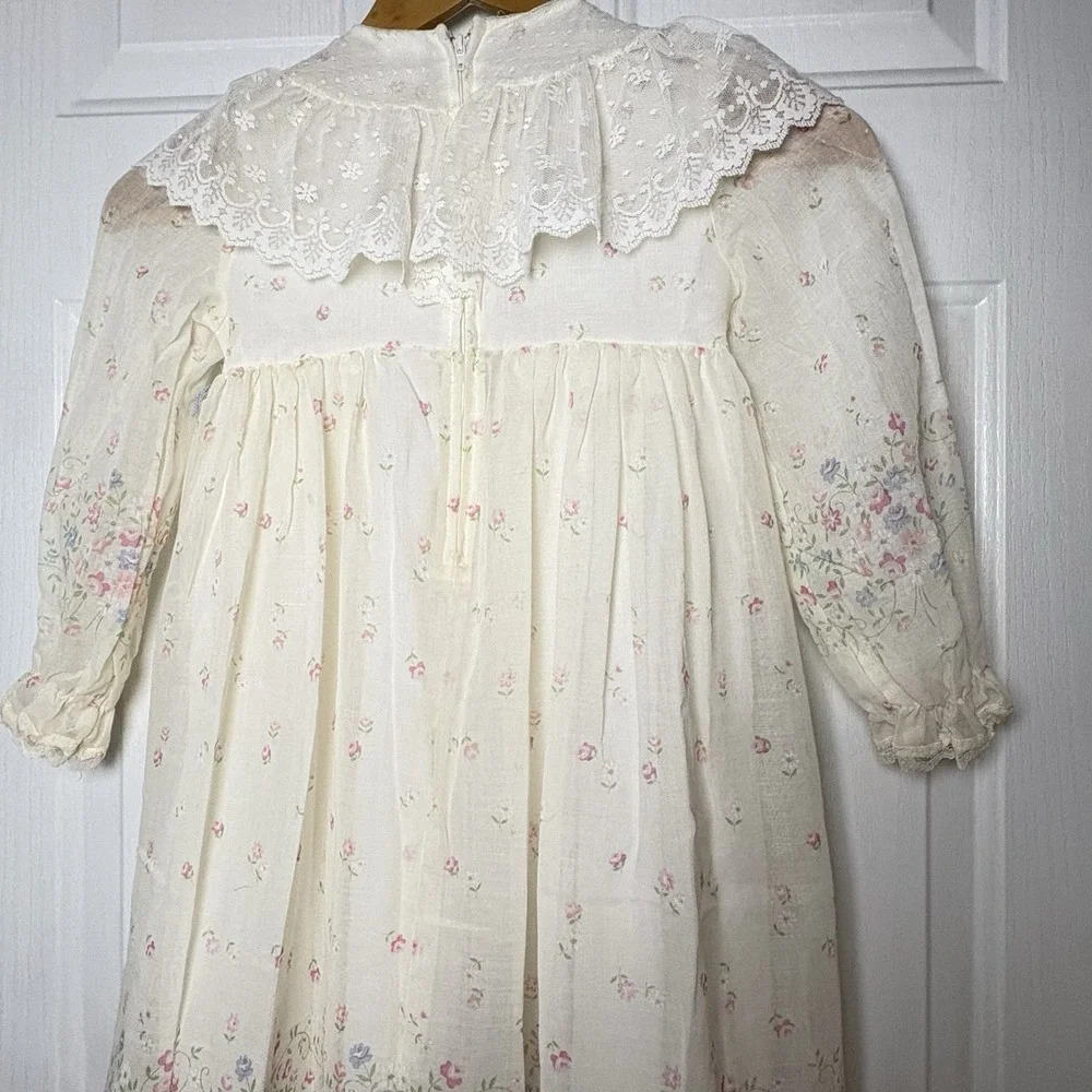 Ruth Of Carolina Dress Sz 5 VTG Lacy Prairie Style Lined Floral L - Picture 8 of 16